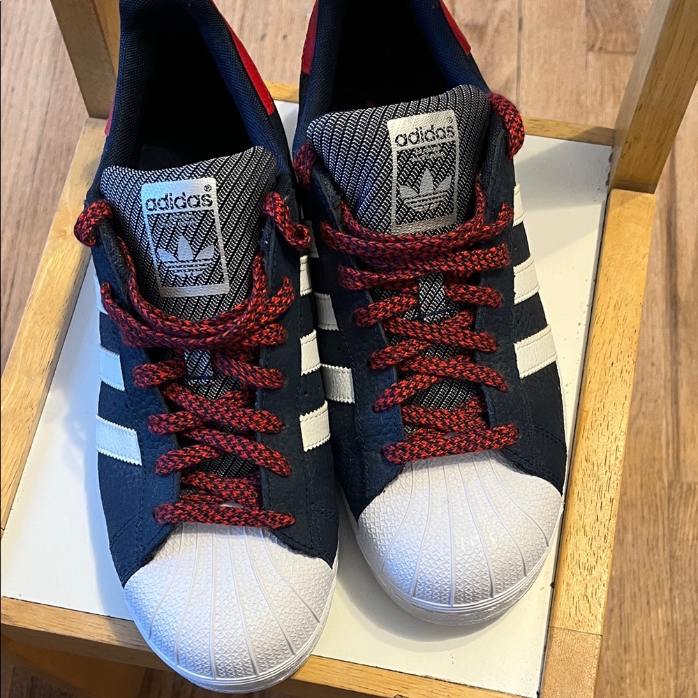 Adidas Men's Sneakers - Dark Blue, Red, and White
